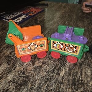 Little People Kids Orange & Green Toy Train Cars - Colorful Animal Cart Set